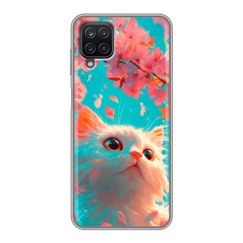 Силиконовый чехол на Samsung Galaxy A12 с принтом Красивый кот Силиконовый чехол на Samsung Galaxy A12 с принтом Красивый кот