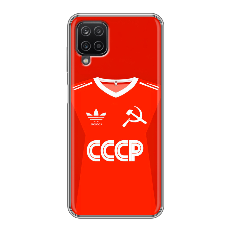 Силиконовый противоударный чехол на Samsung Galaxy A12 с принтом Флаг Герб СССР Силиконовый противоударный чехол на Samsung Galaxy A12 с принтом Флаг Герб СССР