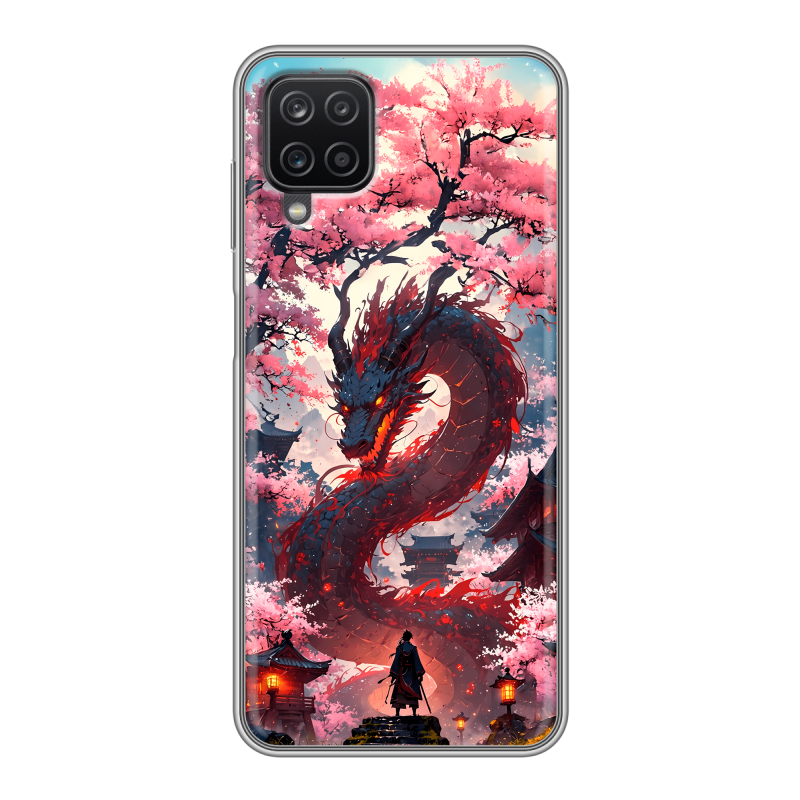 Силиконовый чехол на Samsung Galaxy A12 с принтом Дракон Японский Силиконовый чехол на Samsung Galaxy A12 с принтом Дракон Японский