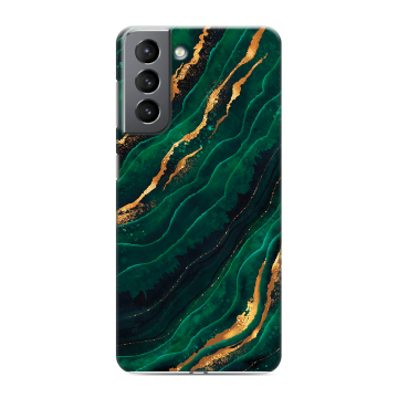 Силиконовый чехол на Samsung Galaxy S21 с принтом Мрамор зеленое золото Силиконовый чехол на Samsung Galaxy S21 с принтом Мрамор зеленое золото