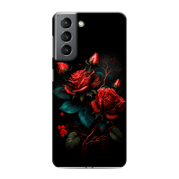 Силиконовый чехол на Samsung Galaxy S21 с принтом Розы красные Силиконовый чехол на Samsung Galaxy S21 с принтом Розы красные