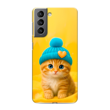 Силиконовый чехол на Samsung Galaxy S21 с принтом Котенок в шапке Силиконовый чехол на Samsung Galaxy S21 с принтом Котенок в шапке