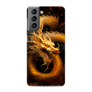 Силиконовый чехол на Samsung Galaxy S21 с принтом Золотой дракон Силиконовый чехол на Samsung Galaxy S21 с принтом Золотой дракон