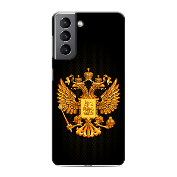 Силиконовый чехол на Samsung Galaxy S21 с принтом Герб России желтый Силиконовый чехол на Samsung Galaxy S21 с принтом Герб России желтый