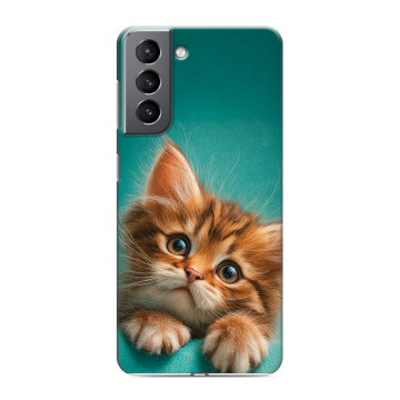 Силиконовый чехол на Samsung Galaxy S21 с принтом котенок Силиконовый чехол на Samsung Galaxy S21 с принтом котенок