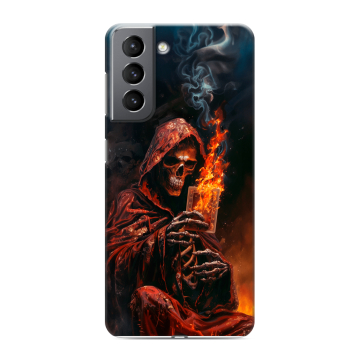 Силиконовый чехол на Samsung Galaxy S21 с принтом Скелет и карты Силиконовый чехол на Samsung Galaxy S21 с принтом Скелет и карты