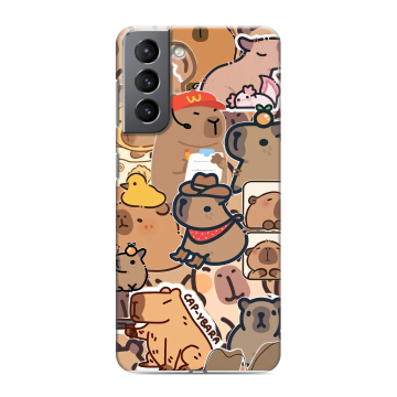 Силиконовый чехол на Samsung Galaxy S21 с принтом капибара Силиконовый чехол на Samsung Galaxy S21 с принтом капибара