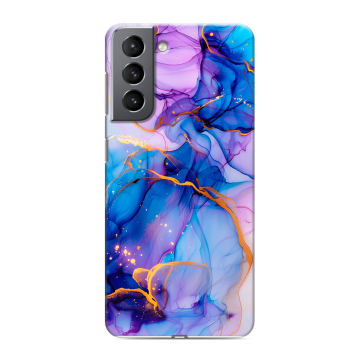 Силиконовый чехол на Samsung Galaxy S21 с принтом синий мрамор Силиконовый чехол на Samsung Galaxy S21 с принтом синий мрамор