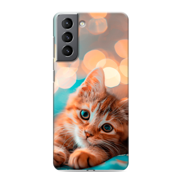 Силиконовый чехол на Samsung Galaxy S21 с принтом котик Силиконовый чехол на Samsung Galaxy S21 с принтом котик