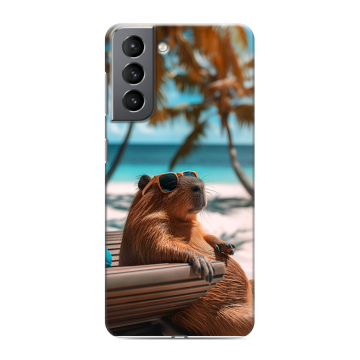 Силиконовый чехол на Samsung Galaxy S21 с принтом Капибара Силиконовый чехол на Samsung Galaxy S21 с принтом Капибара