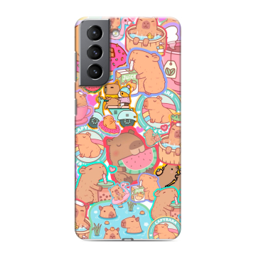 Силиконовый чехол на Samsung Galaxy S21 с принтом капибары Силиконовый чехол на Samsung Galaxy S21 с принтом капибары