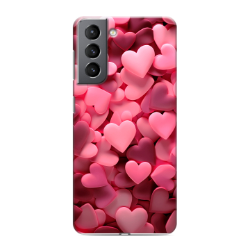 Силиконовый чехол на Samsung Galaxy S21 с принтом розовые сердечки Силиконовый чехол на Samsung Galaxy S21 с принтом розовые сердечки