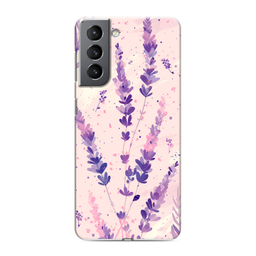 Силиконовый чехол на Samsung Galaxy S21 с принтом цветы лаванда Силиконовый чехол на Samsung Galaxy S21 с принтом цветы лаванда