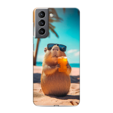 Силиконовый чехол на Samsung Galaxy S21 с принтом Капибара Силиконовый чехол на Samsung Galaxy S21 с принтом Капибара