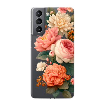 Силиконовый чехол на Samsung Galaxy S21 с принтом цветы Силиконовый чехол на Samsung Galaxy S21 с принтом цветы