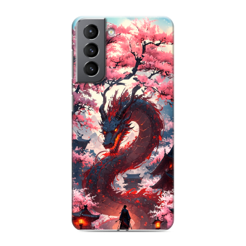 Силиконовый чехол на Samsung Galaxy S21 с принтом Дракон Японский Силиконовый чехол на Samsung Galaxy S21 с принтом Дракон Японский