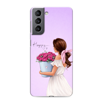 Силиконовый чехол на Samsung Galaxy S21 с принтом женский Силиконовый чехол на Samsung Galaxy S21 с принтом женский