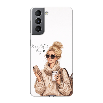 Силиконовый чехол на Samsung Galaxy S21 с принтом женский Силиконовый чехол на Samsung Galaxy S21 с принтом женский