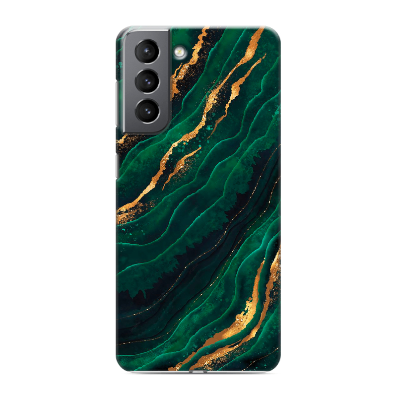 Пластиковый чехол на Samsung Galaxy S21 с принтом Мрамор зеленое золото Пластиковый чехол на Samsung Galaxy S21 с принтом Мрамор зеленое золото