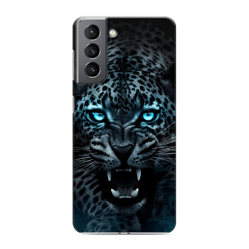 Силиконовый противоударный чехол на Samsung Galaxy S21 с принтом Темный леопард Силиконовый противоударный чехол на Samsung Galaxy S21 с принтом Темный леопард