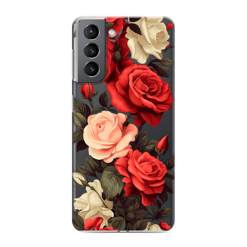 Пластиковый чехол на Samsung Galaxy S21 с принтом Розы Пластиковый чехол на Samsung Galaxy S21 с принтом Розы