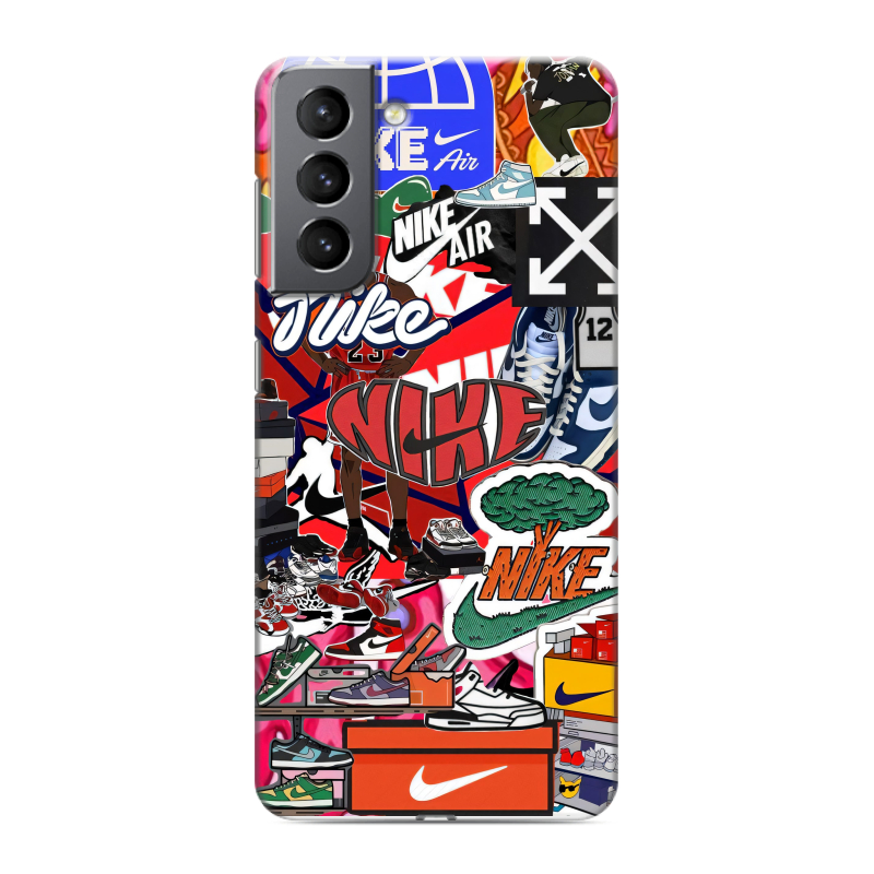 Силиконовый чехол на Samsung Galaxy S21 с принтом Найк Nike яркий Силиконовый чехол на Samsung Galaxy S21 с принтом Найк Nike яркий