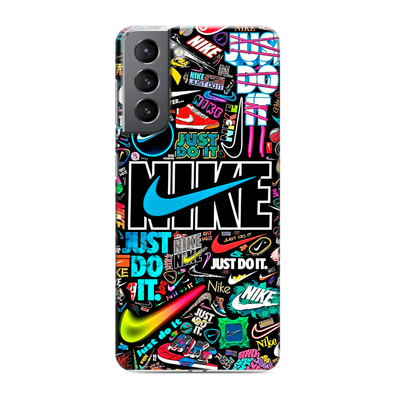 Силиконовый противоударный чехол на Samsung Galaxy S21 с принтом найк nike черный Силиконовый противоударный чехол на Samsung Galaxy S21 с принтом найк nike черный
