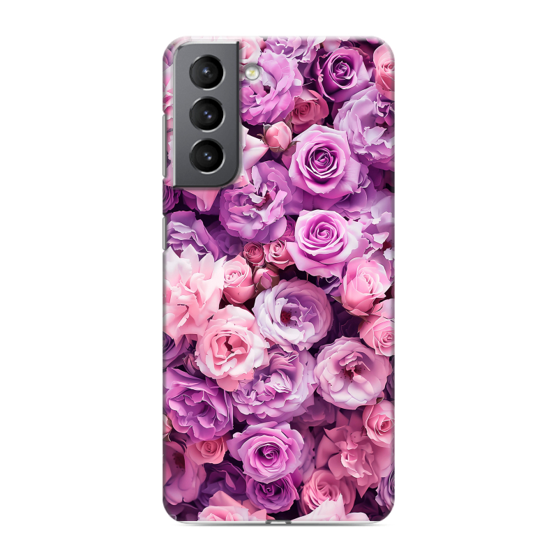 Силиконовый противоударный чехол на Samsung Galaxy S21 с принтом лавандовые розы Силиконовый противоударный чехол на Samsung Galaxy S21 с принтом лавандовые розы