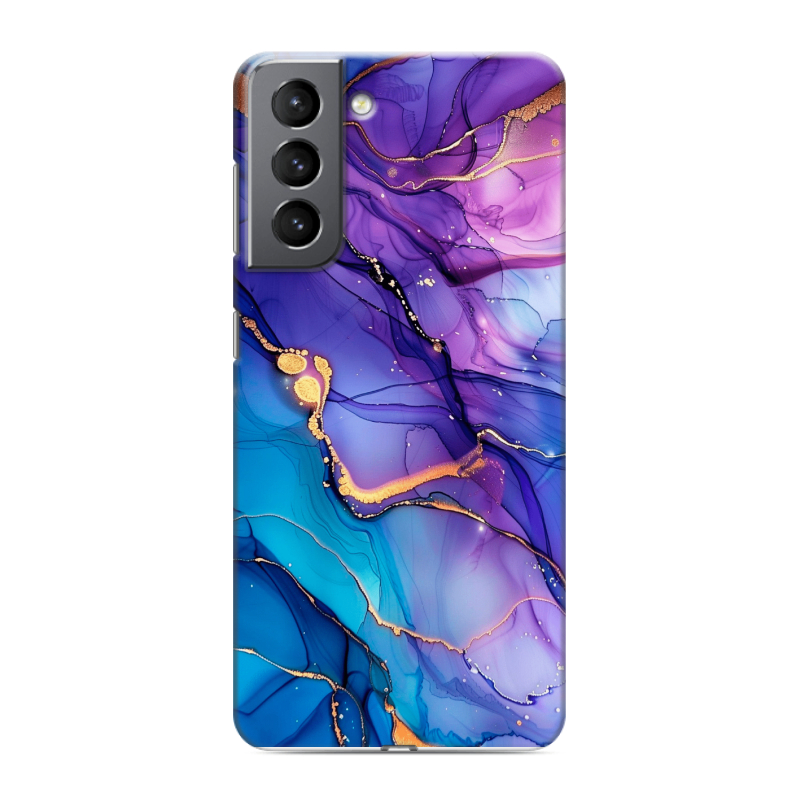 Пластиковый чехол на Samsung Galaxy S21 с принтом синий мрамор Пластиковый чехол на Samsung Galaxy S21 с принтом синий мрамор