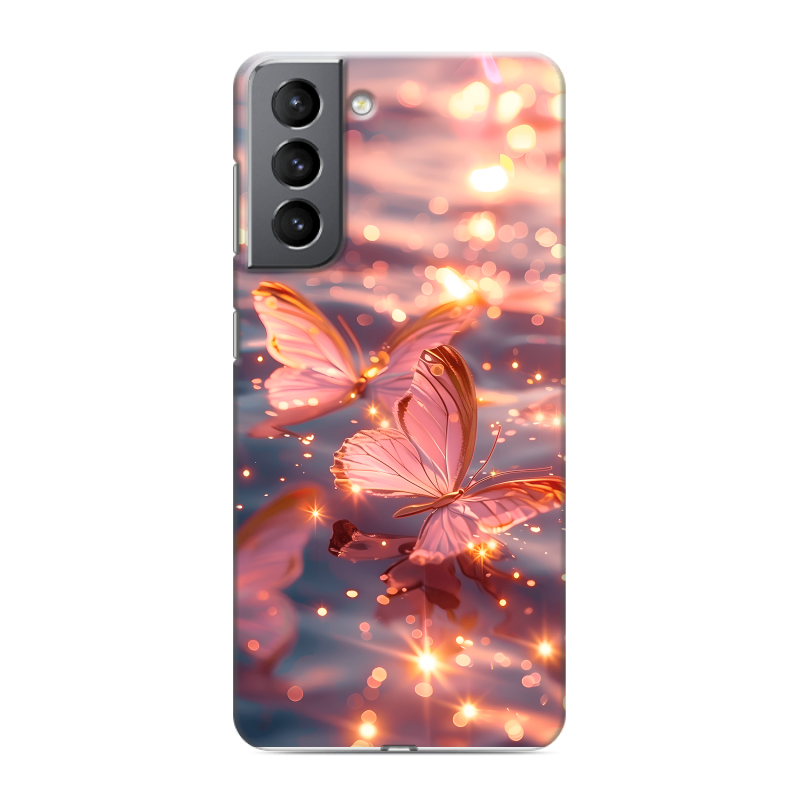 Силиконовый чехол на Samsung Galaxy S21 с принтом бабочки розовые Силиконовый чехол на Samsung Galaxy S21 с принтом бабочки розовые