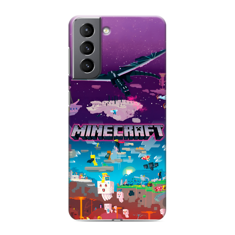 Силиконовый противоударный чехол на Samsung Galaxy S21 с принтом Майнкрафт Minecraft Силиконовый противоударный чехол на Samsung Galaxy S21 с принтом Майнкрафт Minecraft