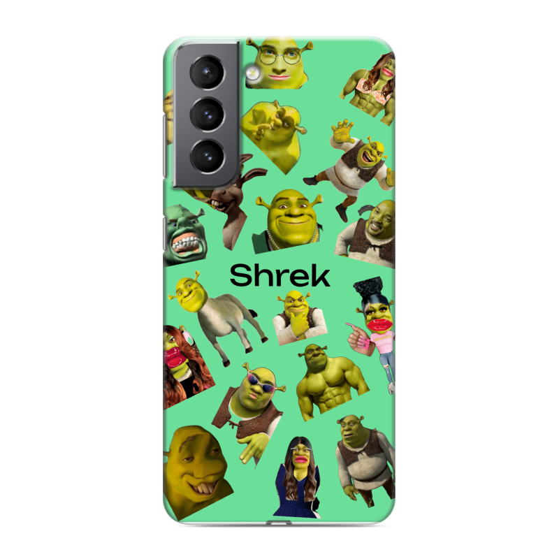 Силиконовый противоударный чехол на Samsung Galaxy S21 с принтом Шрек Shrek Силиконовый противоударный чехол на Samsung Galaxy S21 с принтом Шрек Shrek
