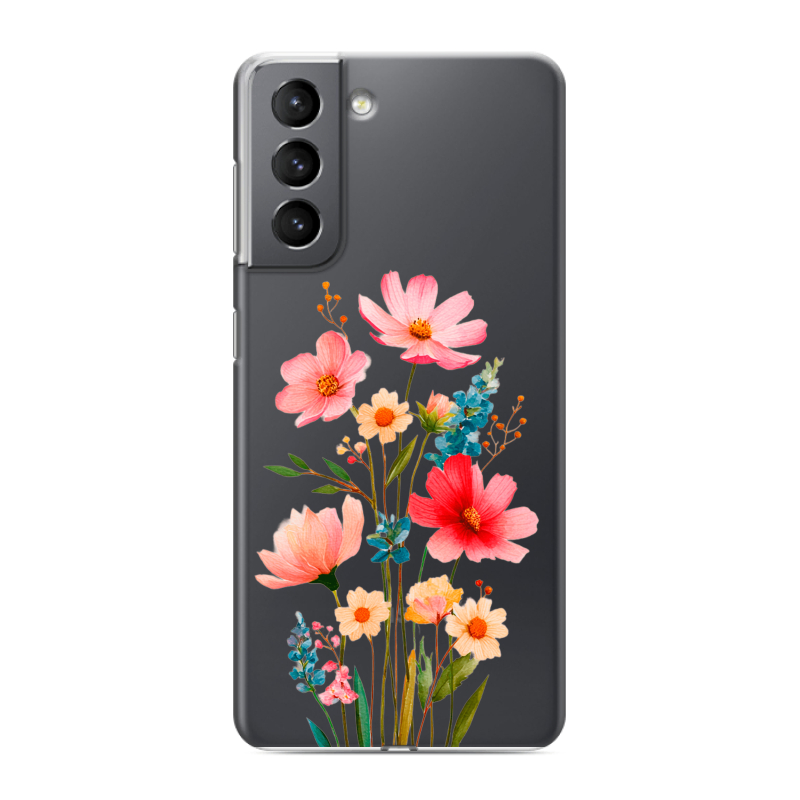 Пластиковый чехол на Samsung Galaxy S21 с принтом Цветы Пластиковый чехол на Samsung Galaxy S21 с принтом Цветы