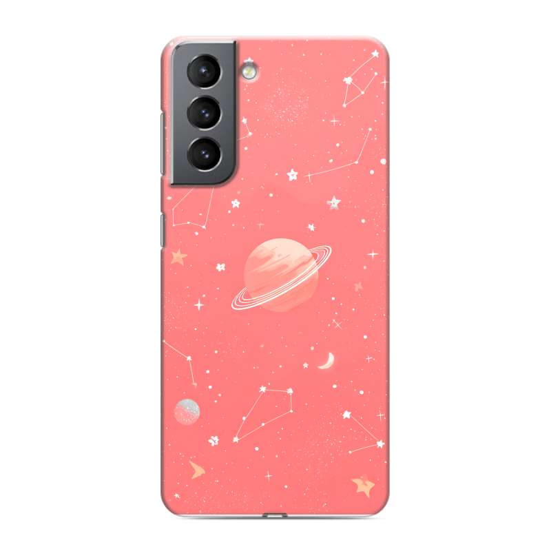 Пластиковый чехол на Samsung Galaxy S21 с принтом Розовый космос Пластиковый чехол на Samsung Galaxy S21 с принтом Розовый космос