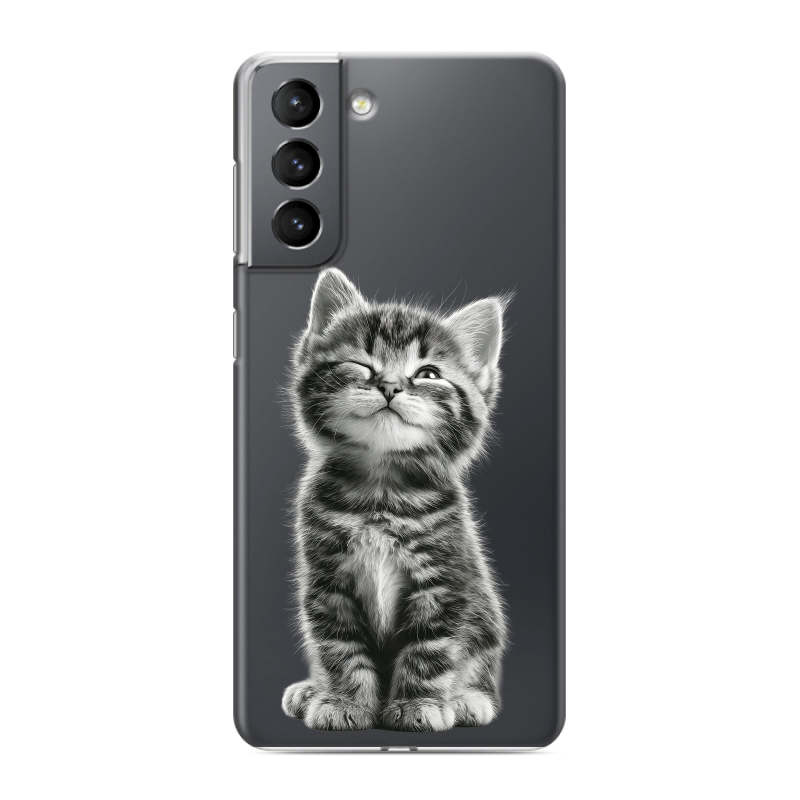 Пластиковый чехол на Samsung Galaxy S21 с принтом Котенок Пластиковый чехол на Samsung Galaxy S21 с принтом Котенок