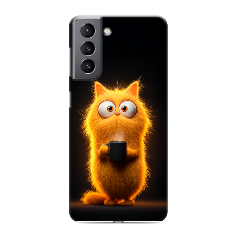 Силиконовый противоударный чехол на Samsung Galaxy S21 с принтом Смешной кот Силиконовый противоударный чехол на Samsung Galaxy S21 с принтом Смешной кот