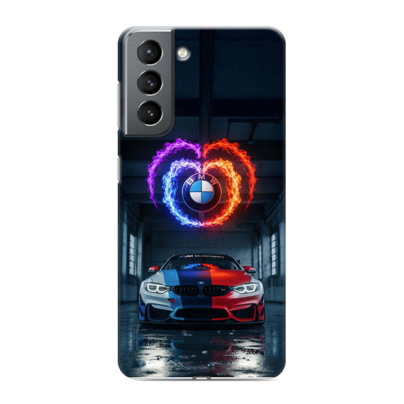 Силиконовый противоударный чехол на Samsung Galaxy S21 с принтом BMW БМВ Силиконовый противоударный чехол на Samsung Galaxy S21 с принтом BMW БМВ