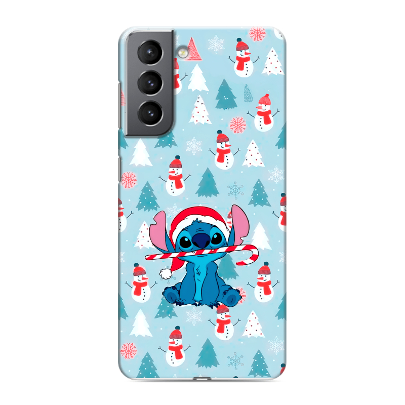 Силиконовый противоударный чехол на Samsung Galaxy S21 с принтом Стич Новый год Силиконовый противоударный чехол на Samsung Galaxy S21 с принтом Стич Новый год