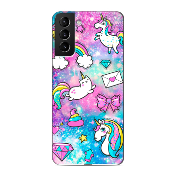 Силиконовый чехол на Samsung Galaxy S21 Plus с принтом Единороги