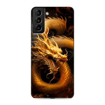 Силиконовый чехол на Samsung Galaxy S21 Plus с принтом Золотой дракон