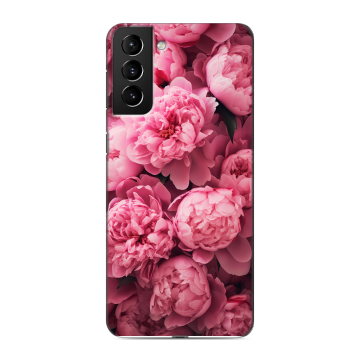 Силиконовый чехол на Samsung Galaxy S21 Plus с принтом цветы пионы