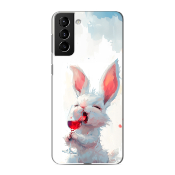 Силиконовый чехол на Samsung Galaxy S21 Plus с принтом кролик зайчик
