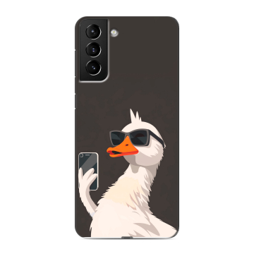 Силиконовый чехол на Samsung Galaxy S21 Plus с принтом утка в очках
