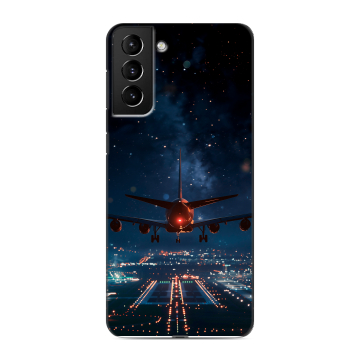 Силиконовый чехол на Samsung Galaxy S21 Plus с принтом самолет