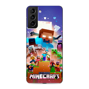 Силиконовый чехол на Samsung Galaxy S21 Plus с принтом Майнкрафт Minecraft