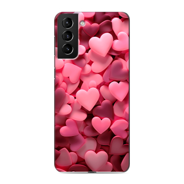Силиконовый чехол на Samsung Galaxy S21 Plus с принтом розовые сердечки