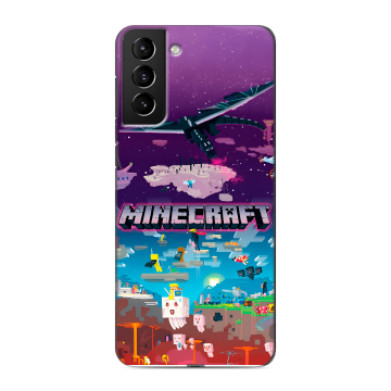 Силиконовый чехол на Samsung Galaxy S21 Plus с принтом Майнкрафт Minecraft