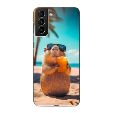 Силиконовый чехол на Samsung Galaxy S21 Plus с принтом Капибара