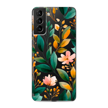 Силиконовый чехол на Samsung Galaxy S21 Plus с принтом Цветы паттерн Силиконовый чехол на Samsung Galaxy S21 Plus с принтом Цветы паттерн