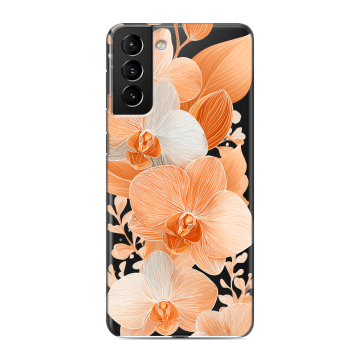 Силиконовый чехол на Samsung Galaxy S21 Plus с принтом Бежевые цветы Силиконовый чехол на Samsung Galaxy S21 Plus с принтом Бежевые цветы
